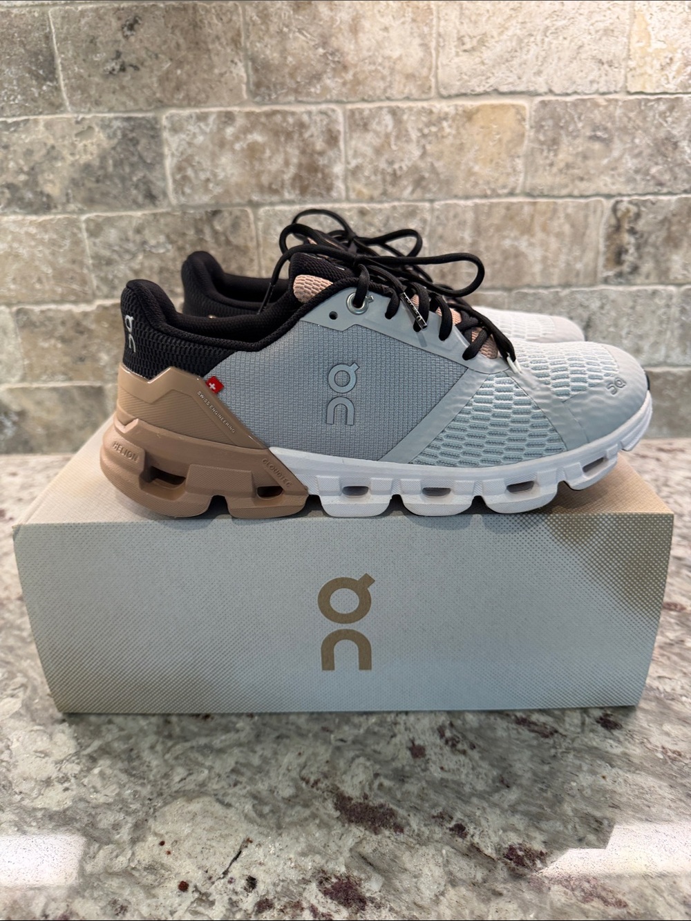 On Running Womens Cloudflyer Shoes - Light Gray, Tan & Black